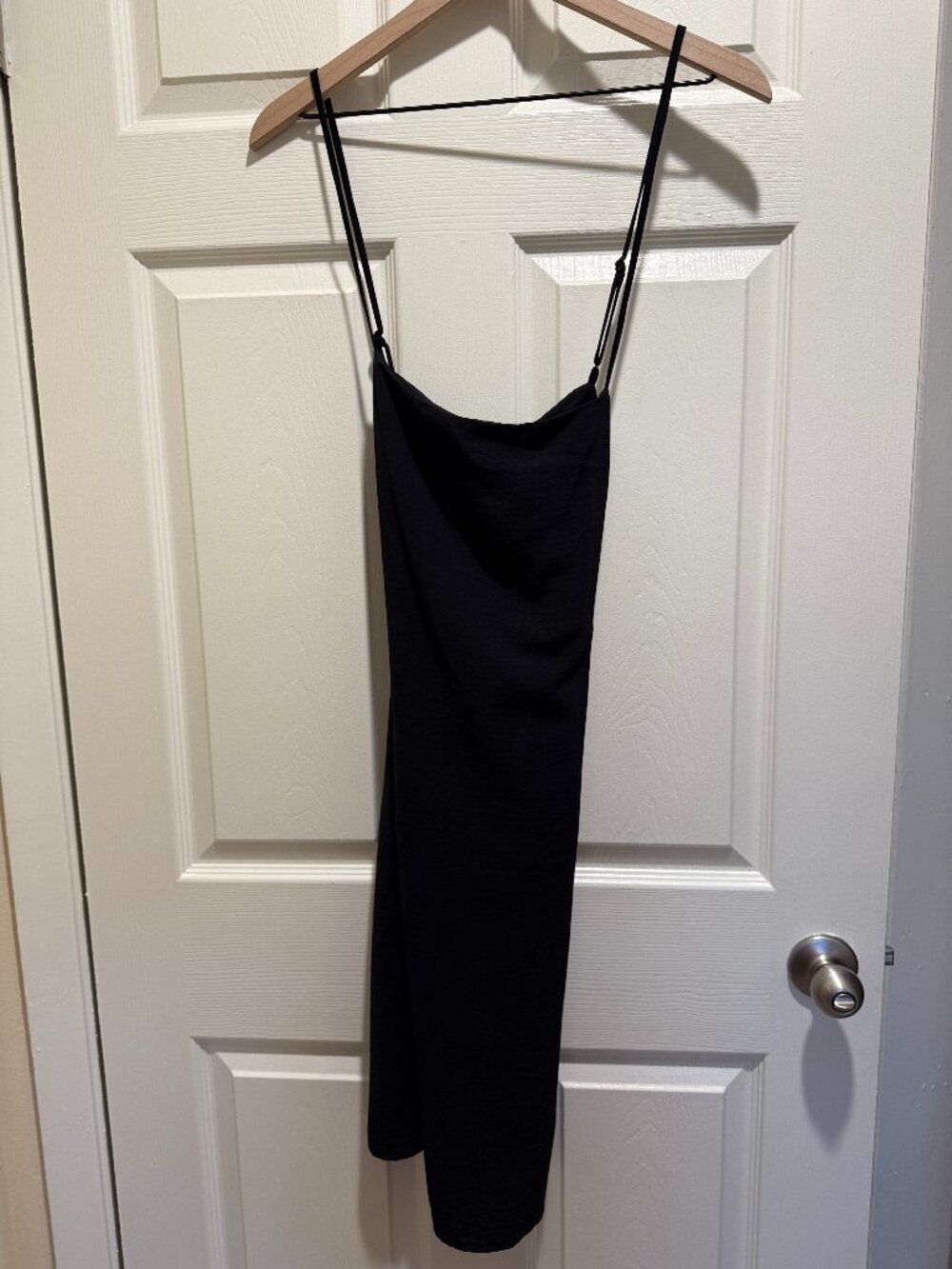 VILA square neck black cami midi dress